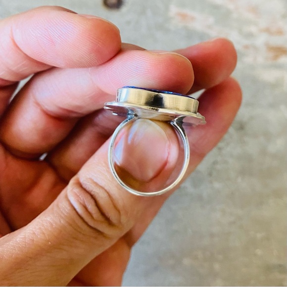 SOLD ♥️ Navajo ♥️ Signed Sterling Silver & Blue Purple Lab Opal Hearts Ring - Picture 8 of 12